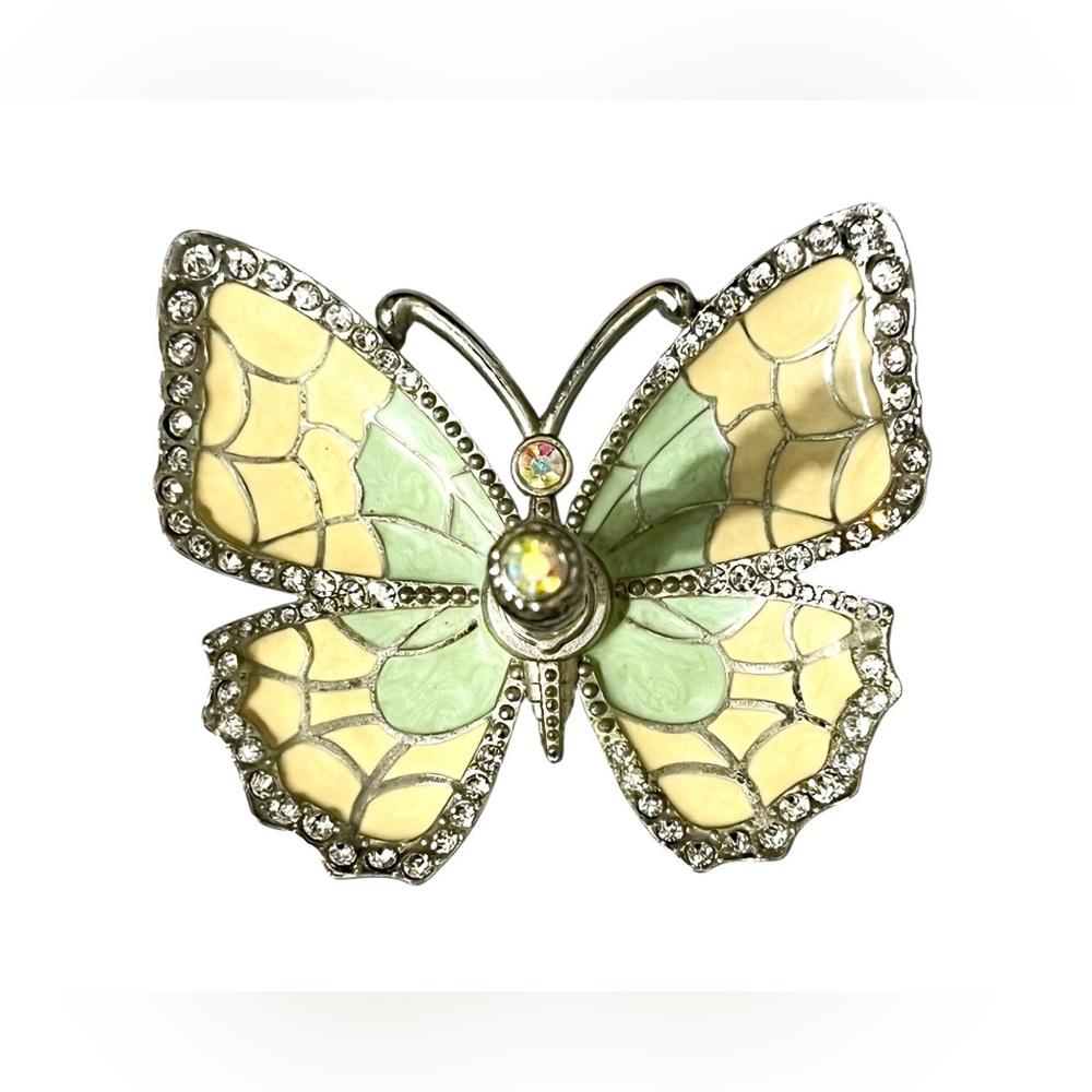 Enamel Butterfly With Rhinestones Ring Holder/Trinket Dish